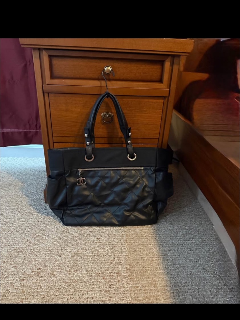 Chanel Large Beautiful Black Quilted Biarritz GM Tote Bag